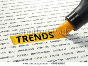 stock photo word trends highlighted with marker on paper of other related words business success concept 426841090